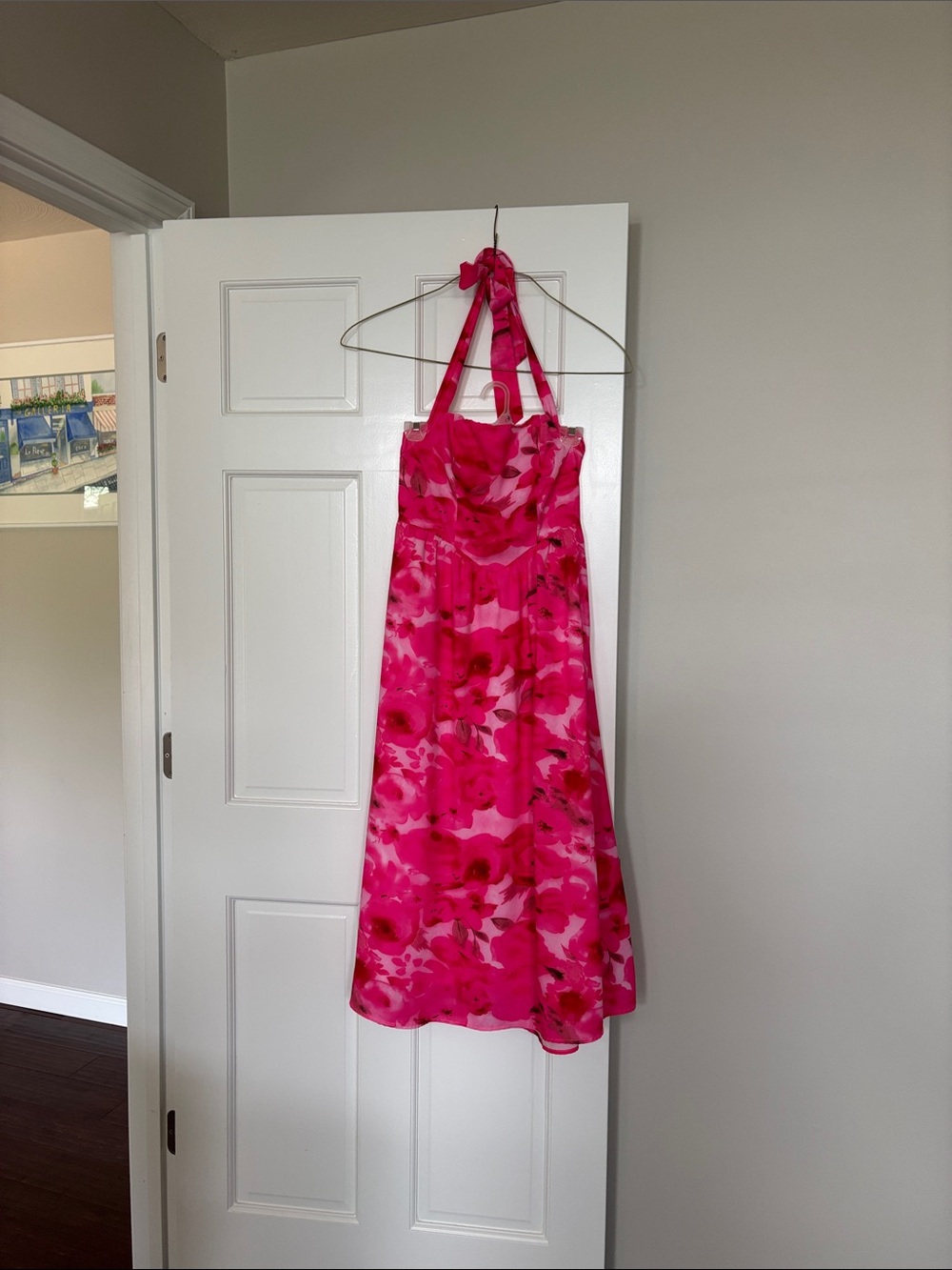 Bright Pink Floral Halter Sundress